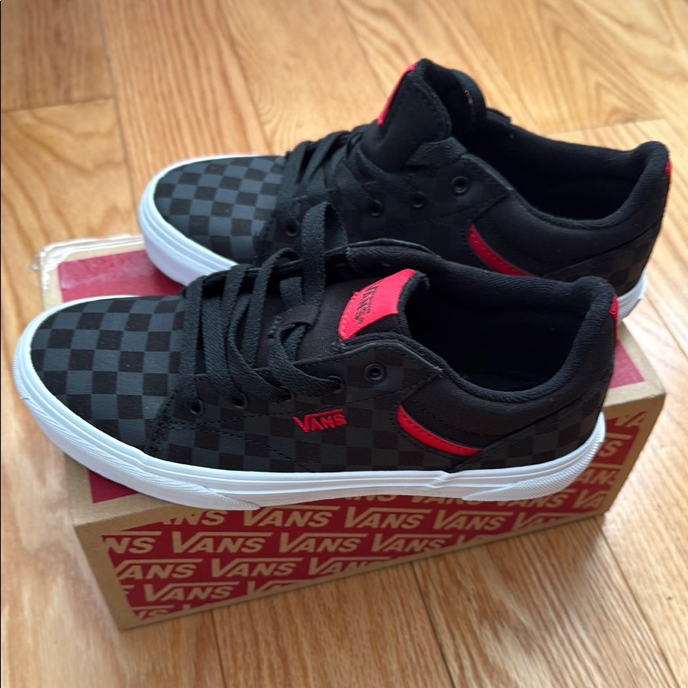 Vans Black and Red Checkered Sneakers